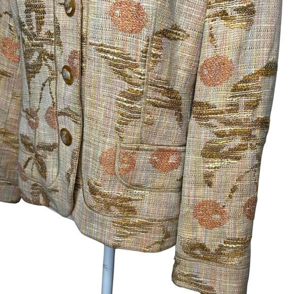 Carlisle Tapestry Blazer Jacket 90s Floral Cherry Print Lined Sz 8 Boho - Picture 3 of 10